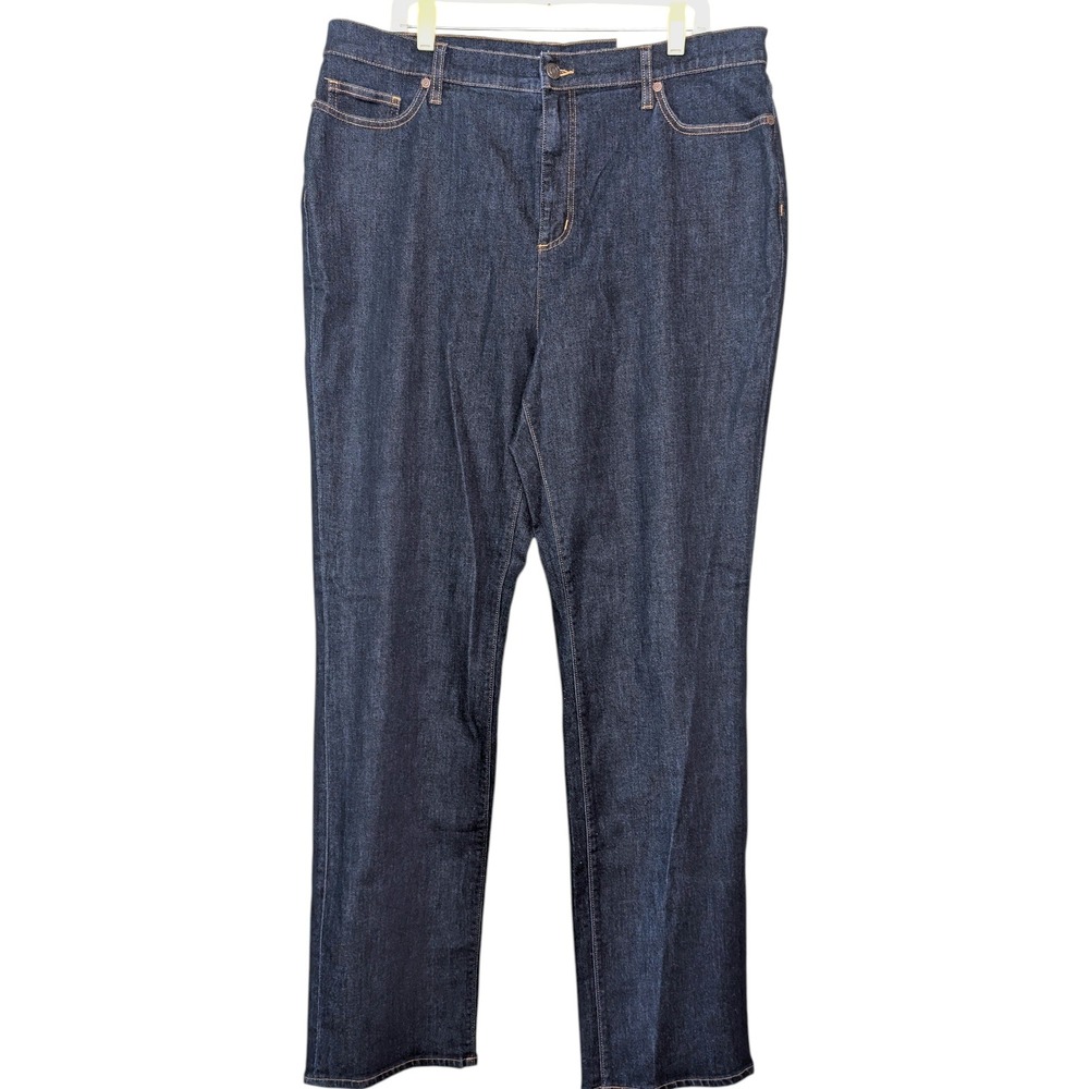 Lands'‎ End High Rise Straight Leg Denim Jeans Womens Size 18 Tall Dark Wash NWT
